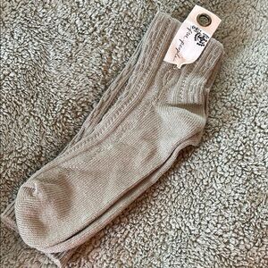 Free People Taupe Knit Socks